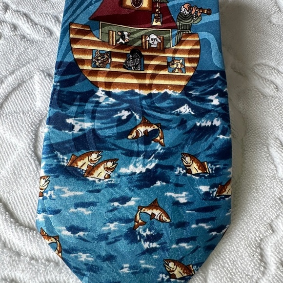 Mens Blue and Brown Nautical Tie‎ - Picture 1 of 7